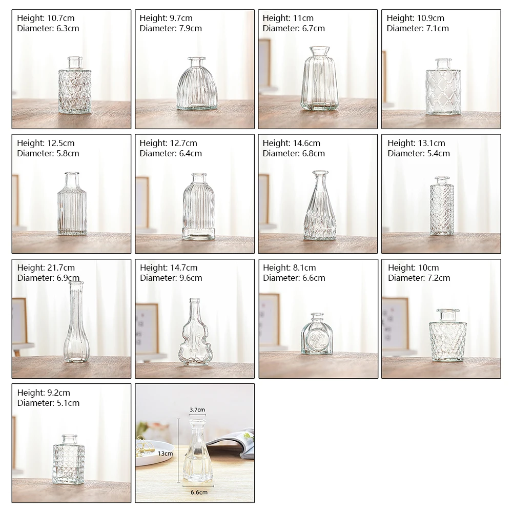 1pcs Nordic Creative Transparent Vases Glass Bottle Flower Pot Hydroponic Terrarium Arrangement Container Table Vase Decor