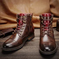 Men Fashion Boots New Arrival Britsh Vintage Leather Boots Shoes Men Autumn Winter Design Men's Ankle Boots Plus Size - Image 2