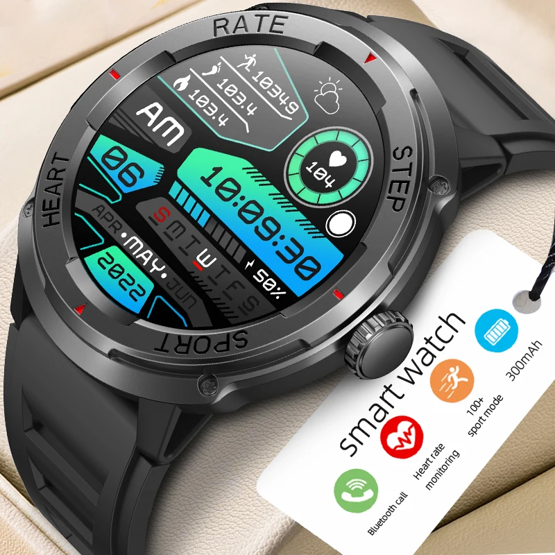 

New Round screen Bluetooth sports three defense smart watch health detection heart rate blood pressure sleep waterproof watch