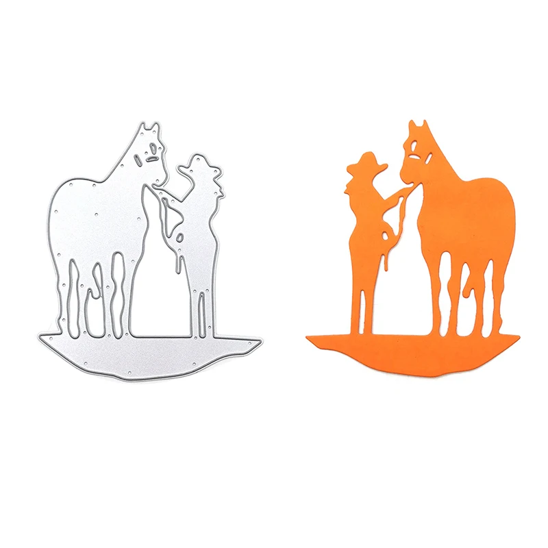 

Beauty and Her Horse Metal Cutting Dies for DIY Scrapbooking and Card Making Decor Embossing Craft Die Cut