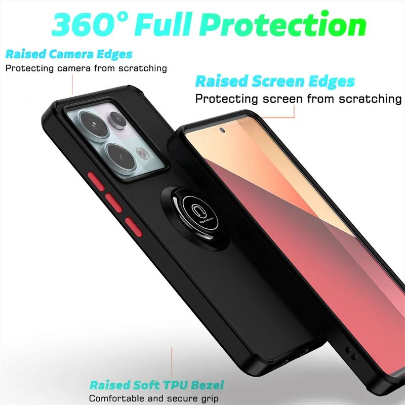 Armor Matte Shockproof Case with Magnetic Ring Holder and Stand