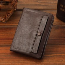 

New Men's Leather Wallet Natural Cowhide Short Coin Purse Simple High Quality Wallets for Males Vintage Wallet with Card Holders
