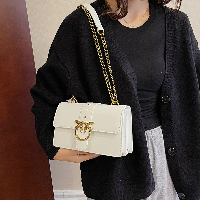 Swallow Print 2024 Korean Style Crossbody Bag-Adjustable Chain Strap Mini Square Purse for Women,Versatile Day-to-Night Fashion