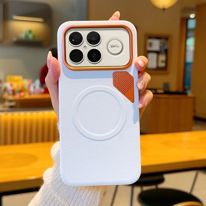 Premium Magnetic Lychee Leather Protective Case with Ventilated Lens Cover