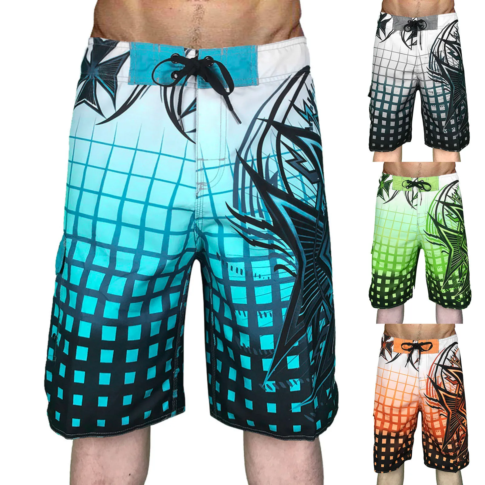 2024MenHawaiianStretchQuickDryWaterproofSwimShortsSurfBeach