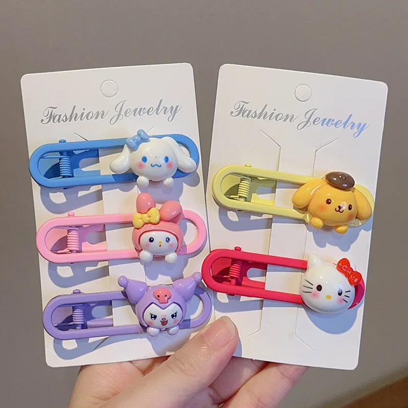 

Sanrio Kawaii Hello Kitty Cinnamoroll Kuromi Hair Clips Cartoon Hair Clips Bangs Small Clip Girls Travel Cute Hairpin Wholesale