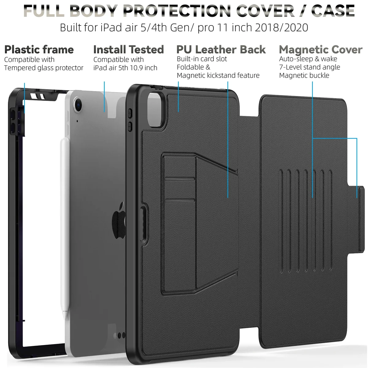 Magnet Smart Case For iPad Air 11 2026 Pro 11 2018-2025 Air 4 Air 5 10.9 2022 Shockproof Cover Multi-angle Kickstand Buckle Case — view 2