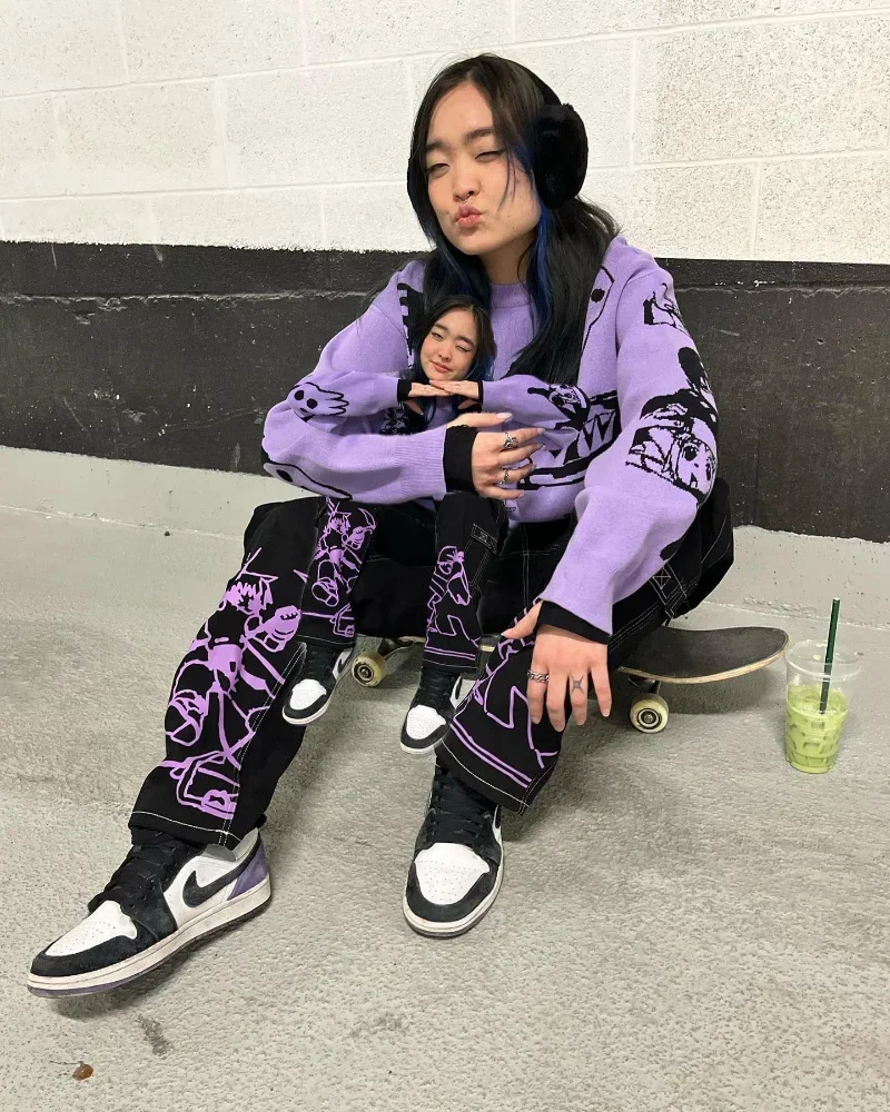 

2023 Black New Zip Pocket Jeans Harajuku Trend Men and Women Models Printed Casual Loose Street Hip-hop Jeans Y2k Pants Vintage