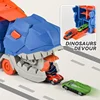 Foldable Transport Dinosaur Truck With Sliding Race Track Transforms Into Standing T-rex Best Birthday Gifts Toys Boys Girls Kid 2
