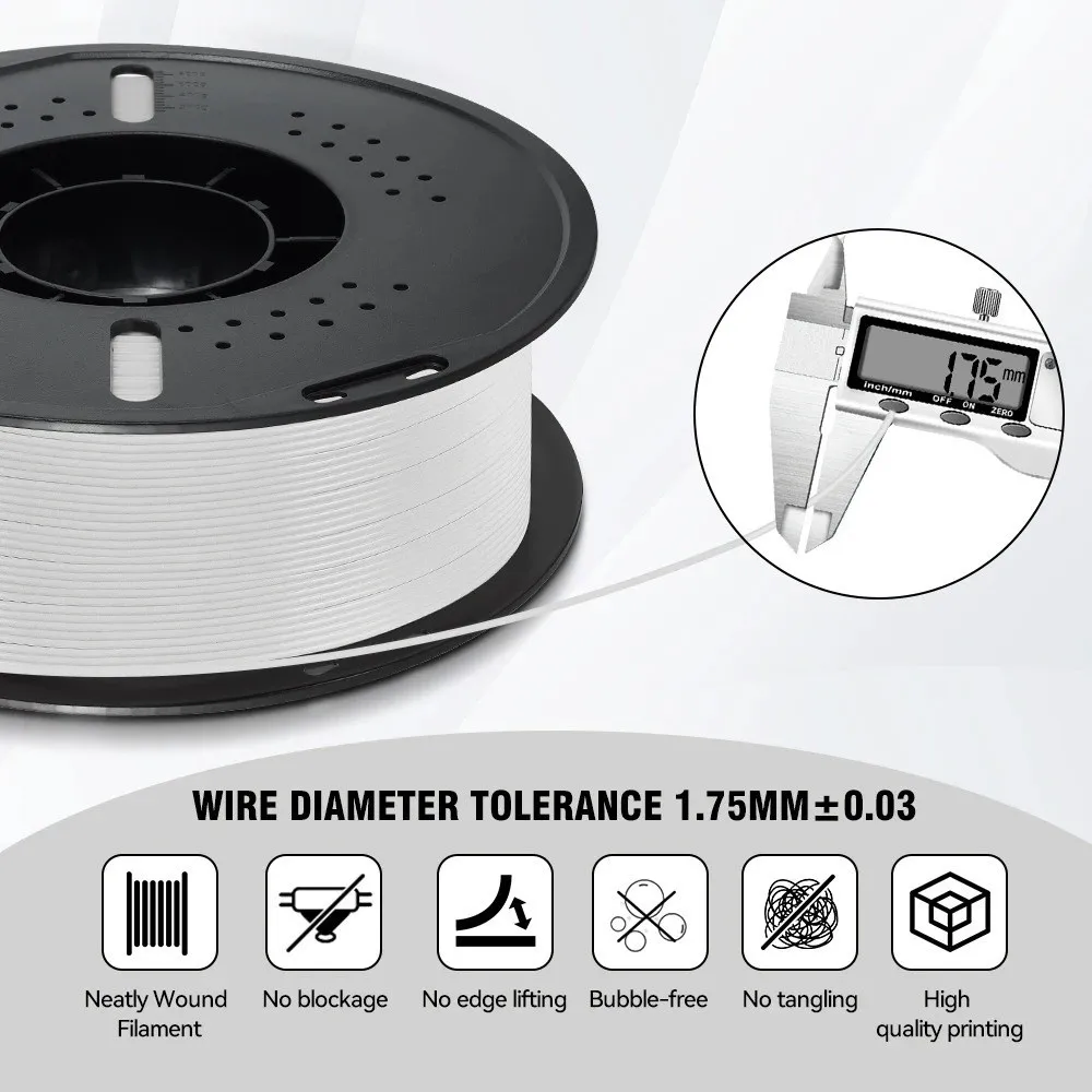 1.75mm PETG 3D 프린터 필라멘트 PLA 고강도 3D 인쇄 재료 DIY 공예 1KG 스풀 프린터 소모품