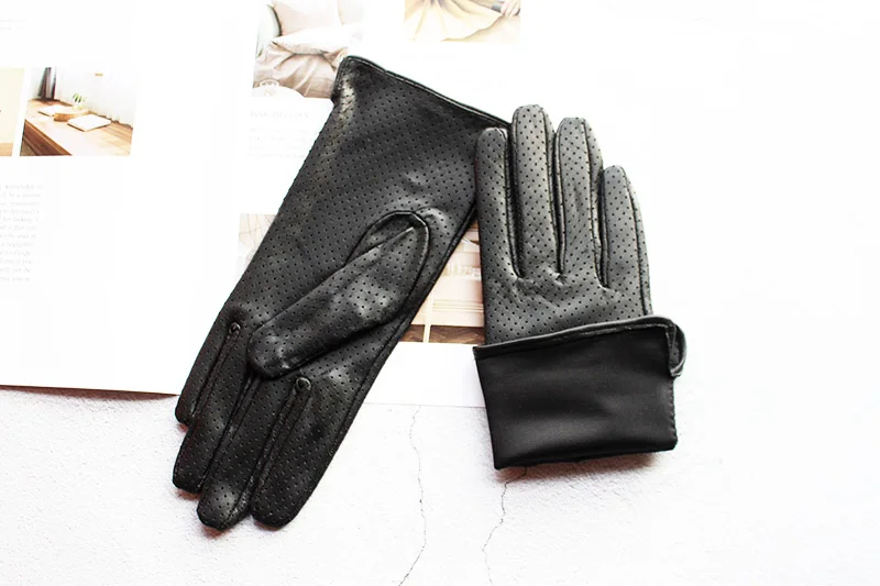 Summer Driving Women's Sheepskin Leather Gloves With Thin Silk Lining Sun Protection and Anti Slip Motorcycle Riding Gloves