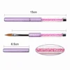Pink Kolinsky Sable Acrylic Nail Brush Crystal Metal Handle Nail Art Mink Brush Gel Builder Manicure Painting Pen Drawing Tools 6