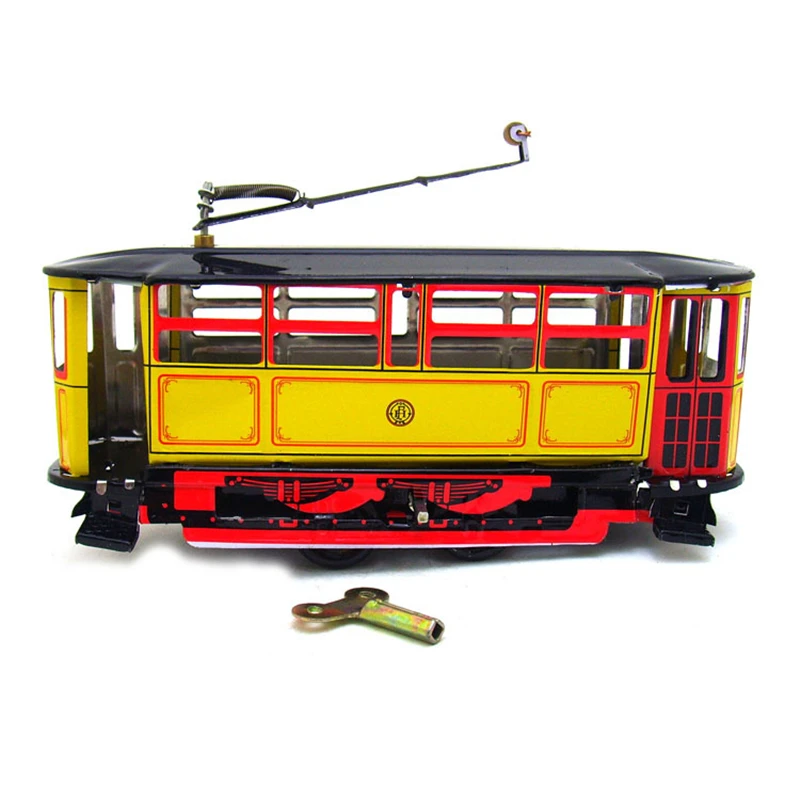 Antique Tin Toy Vehicles Wind Up Robots Iron Metal Auto Home Decor Metal Craft Car Model Collection Toy MS639 Los Angeles Tram