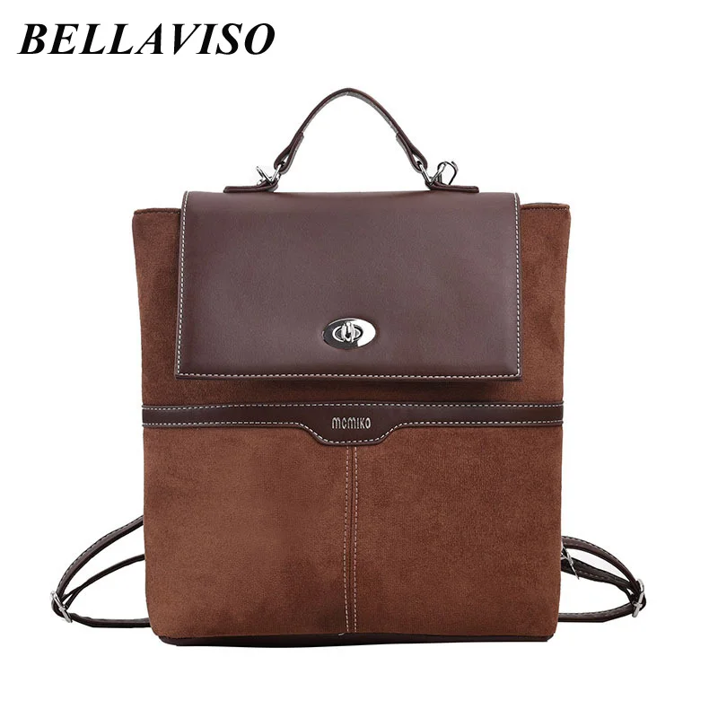 

BellaViso Versatile PU Leather Women's Backpacks Casual Retro Large Capacity Business Outdoor Travel City School Bags BLSL-36