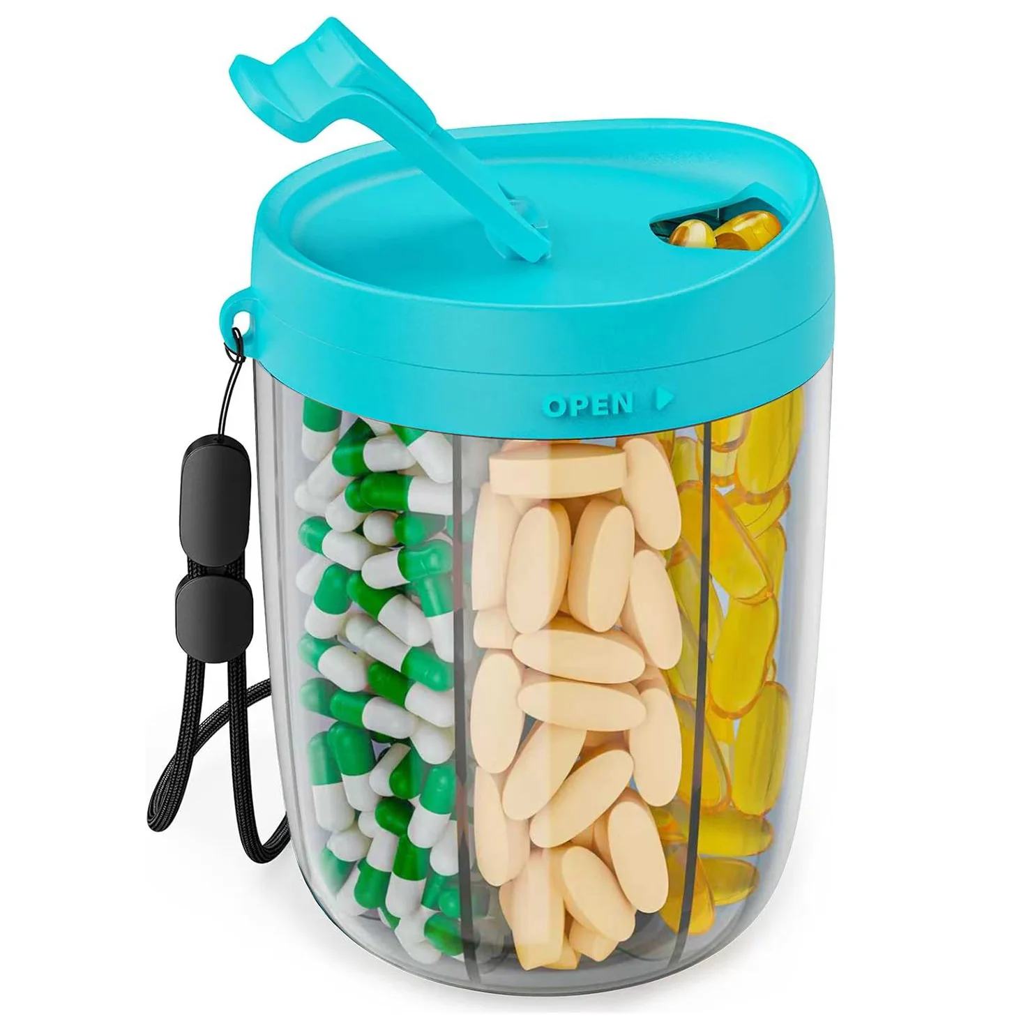 Weekly Pill Organizer and Supplement Storage Container