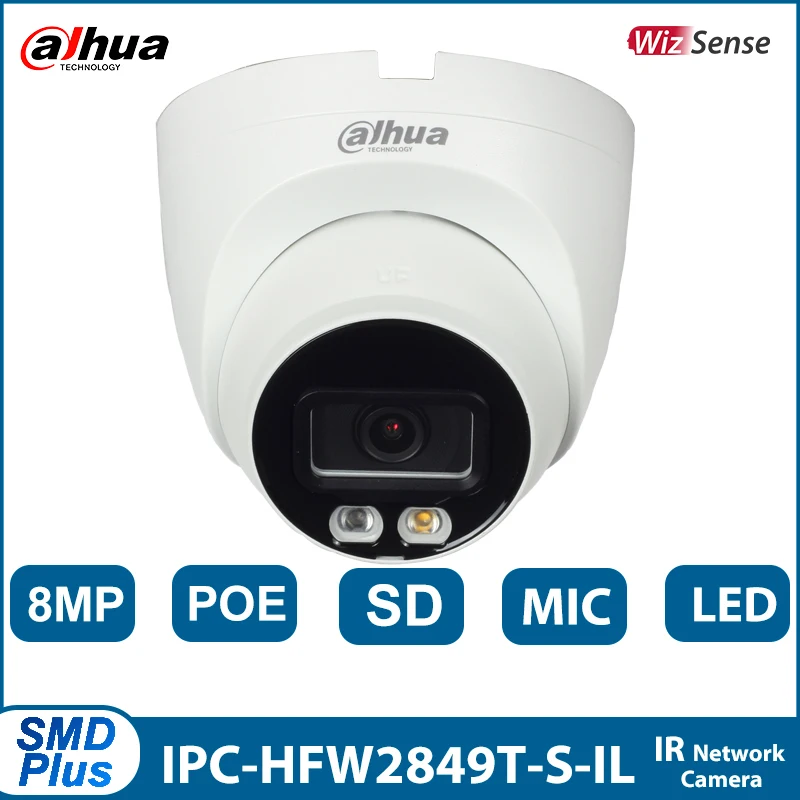 

IP-камера Dahua, 8 Мп, умная двойная фотокамера, сетевая камера с фиксированным фокусным глазным яблоком, полноцветная защита безопасности