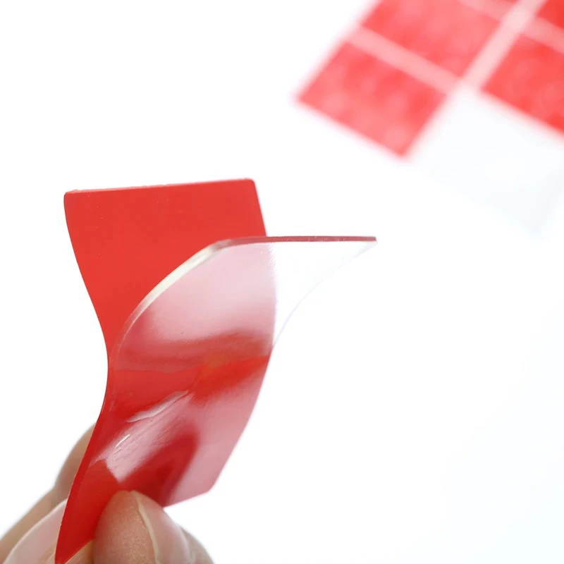 10PCS Transparent Tape Rubber Foam Double-Sided Adhesive Strong Paste Red Transparent Bottom Office Stationery 40*50mm