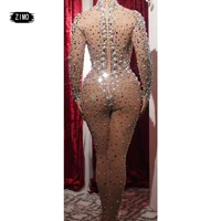 fashion Rhinestones Jumpsuit Crystal Pearl sexy Women Jumpsuits spandex party Nightclub birthday Pole Dance Singer Stage Costume - Image 4