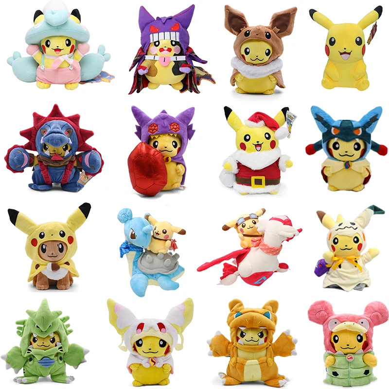 Pikachu Pokemon Cosplay Plush Toy Latios Latias Lapras Cross Dressing Stuffed Doll Morpeko Mimikyu Snorlax Halloween Xmas Gift