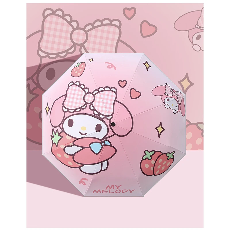 

Милый Зонт Sanrio My Melody Cinnamoroll, безопасный, устойчивый, с защитой от отскоков, для детей, автоматический, для студентов
