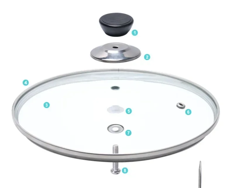 Premium Stainless Steel Reinforced Glass Chef Pan Lid with Knob