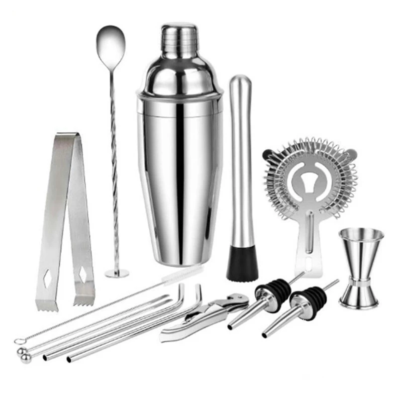 NutriChef Mixology Bartender Cocktail Shaker Set 15 & 30 oz Stainless Steel Mix  Drink Shaker Kit 