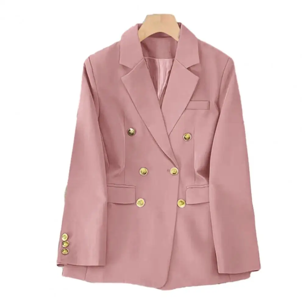 

Women Chic Women's Double Breasted Elegant Ol Style Loose Fit Lapel Collar Pockets for Formal Business Attire Suit