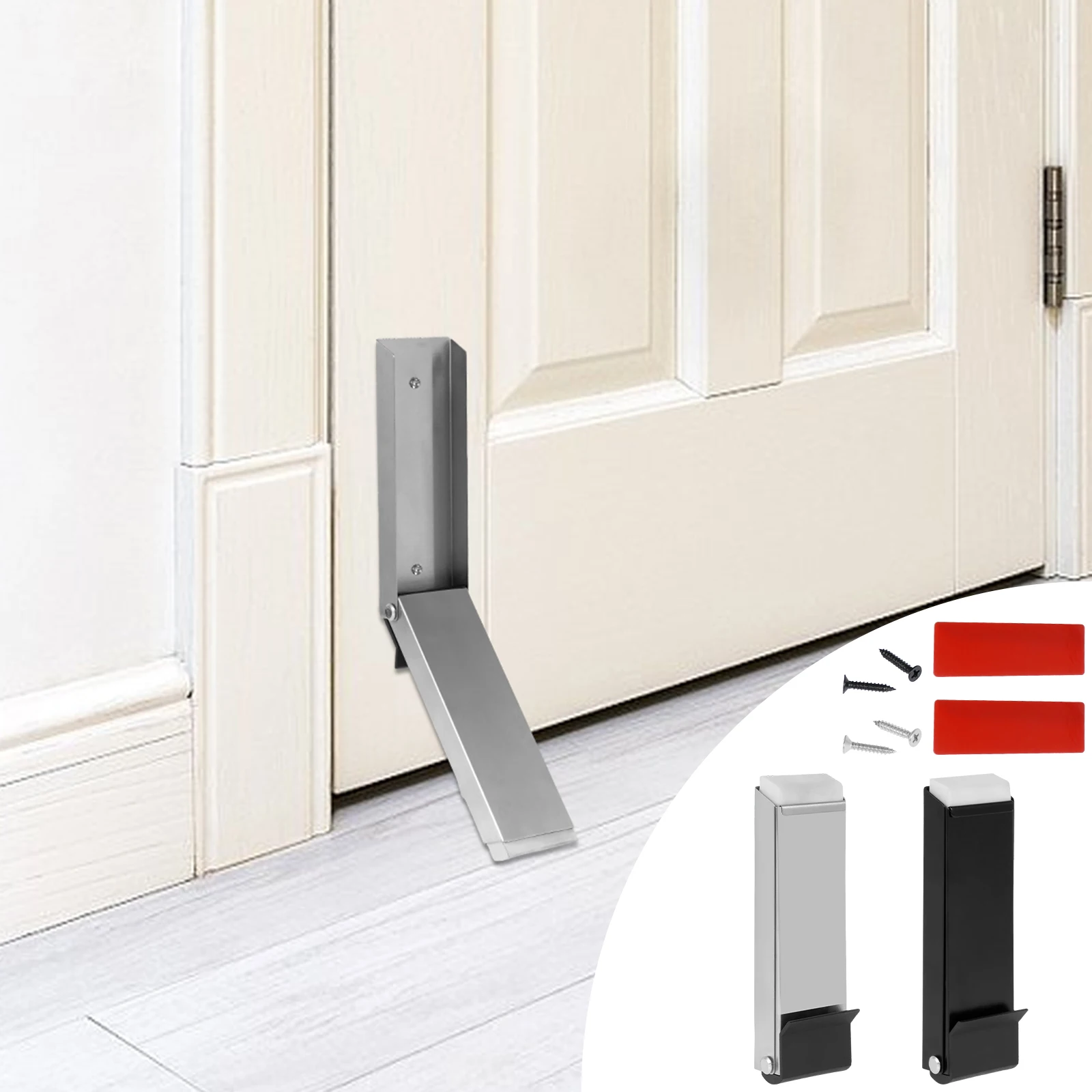 

Door Stoppers Pedal Kick Down Door Stop Self Adhesive Door Holder No Drilling Door Stoppers Stainless Steel Anti-Slip Doorstop