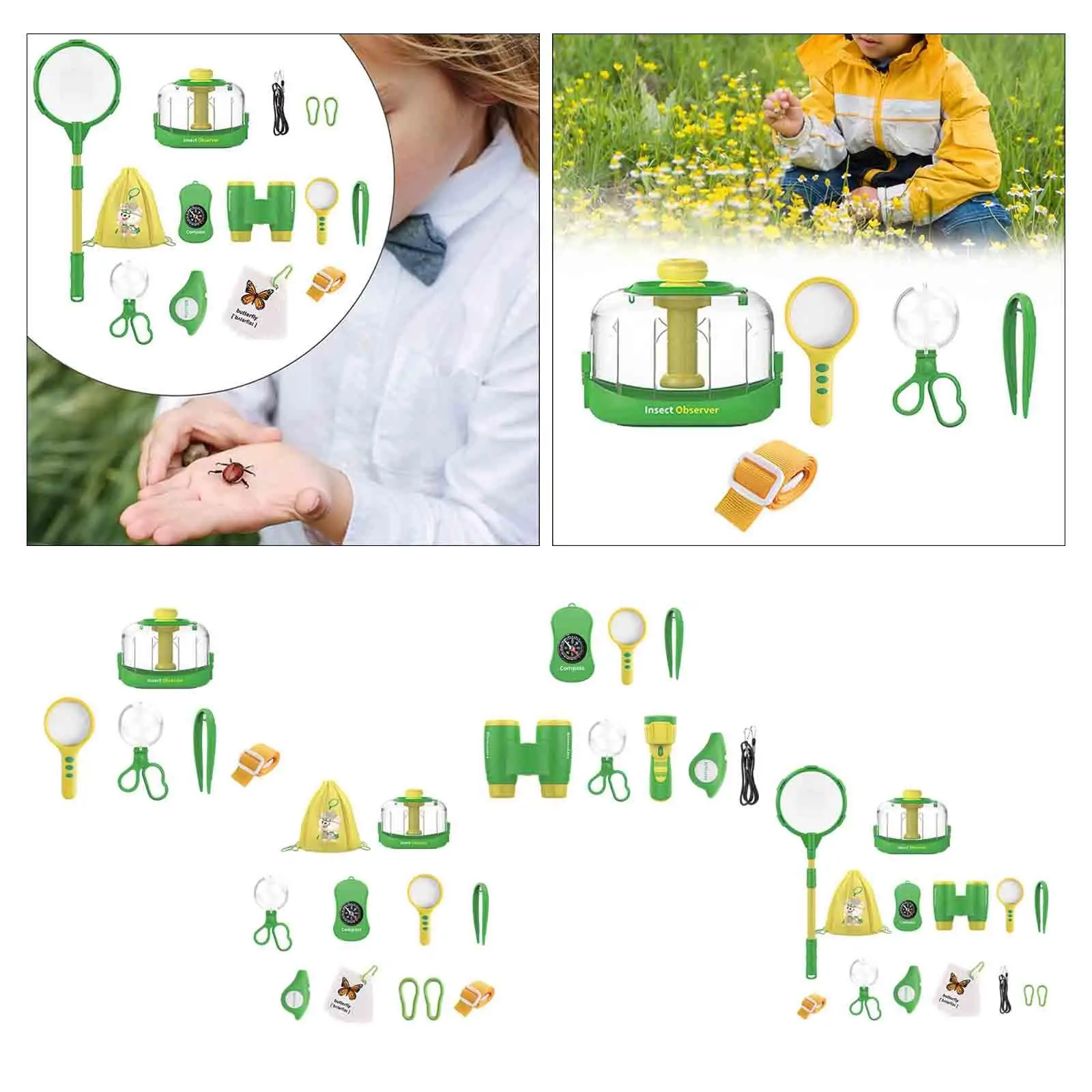 Bug Catcher Kit Children Outdoor Experiment Magnifying Glass Backyard Bug Catcher Box for Children Toddlers Kids Ages 3+ 4