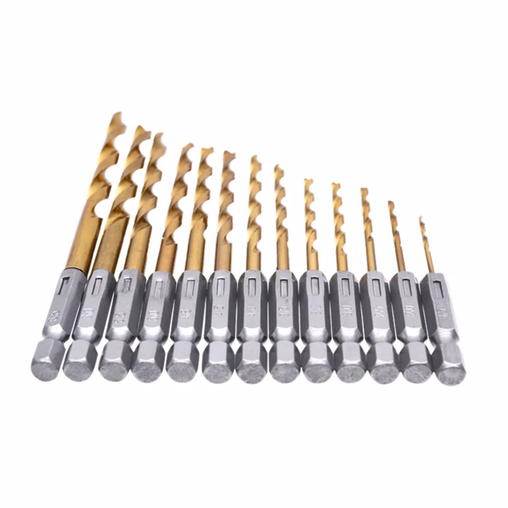 13 PCS 1/4inch Hex Shank Drill Bits Impact Driver Twist Drill Bit Set 13 PCS 1/4inch Hex Drill Bit Set Hex Shank Drilling Tools