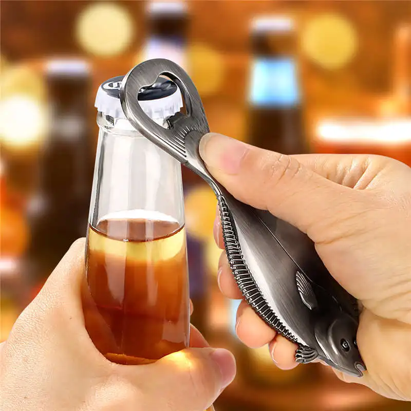 Kreativer Bieröffner aus Edelstahl mit Flunder-Design, unverzichtbarer Flaschenöffner für die Hausbar, perfekt für Hochzeit, Party, Club, Geschenkset – Detail 6
