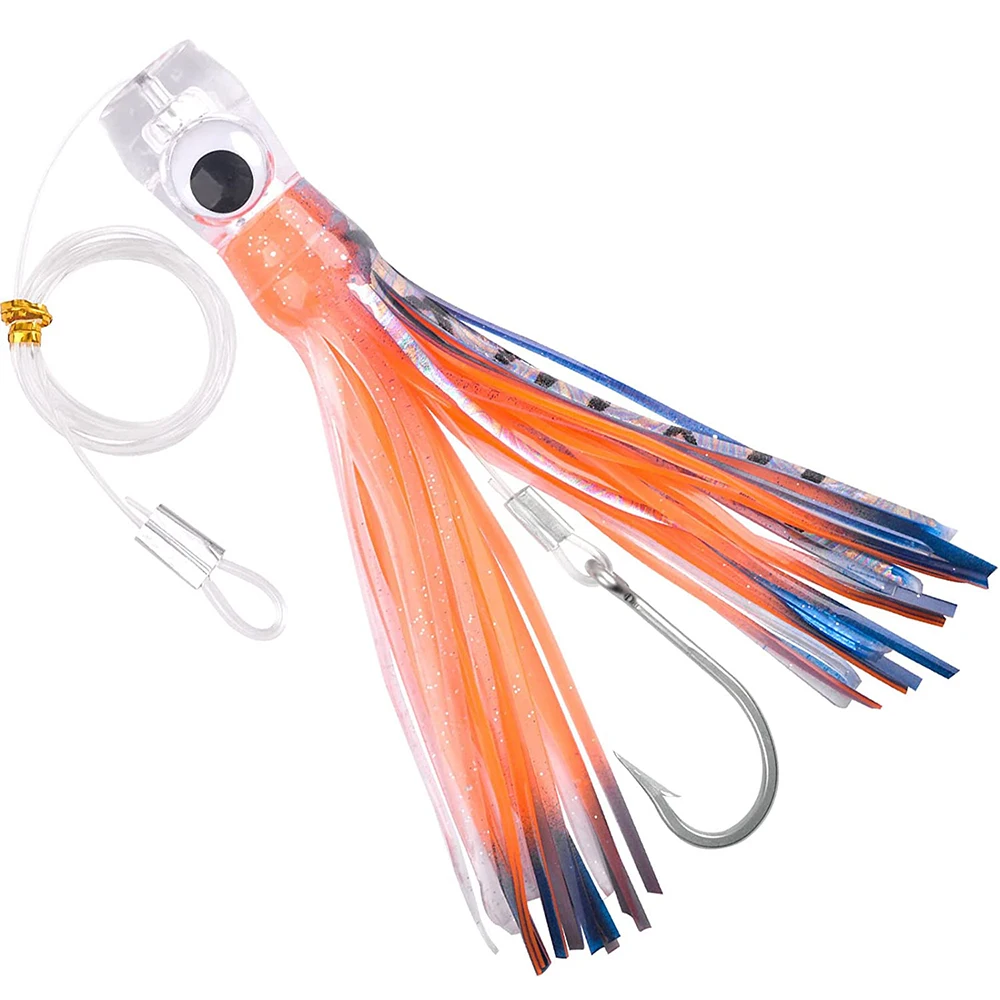 1Pcs 102G Saltwater Fishing Trolling Lures Rigged Squid Skirt with