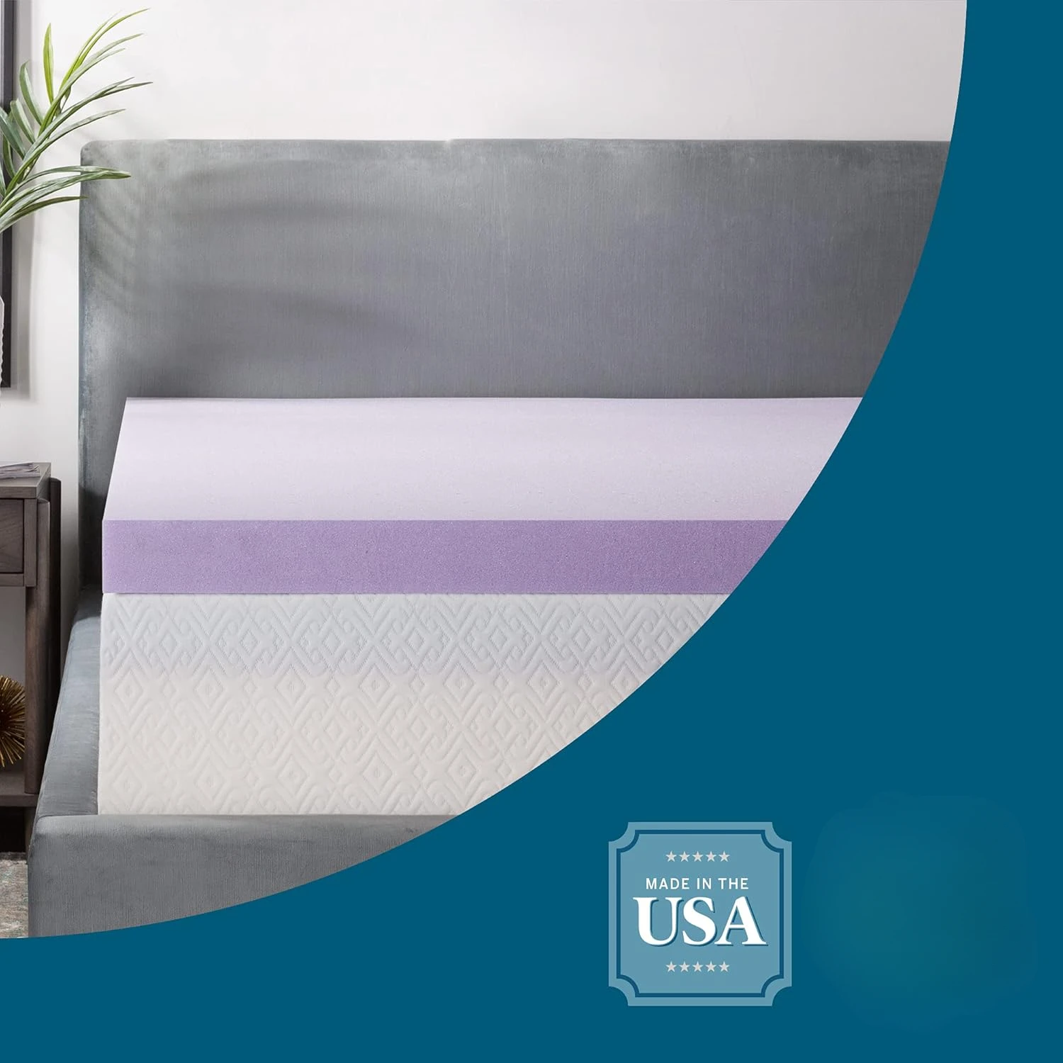 3 Inch Lavender Infused Memory Foam Mattress Topper-Ventilated Design
