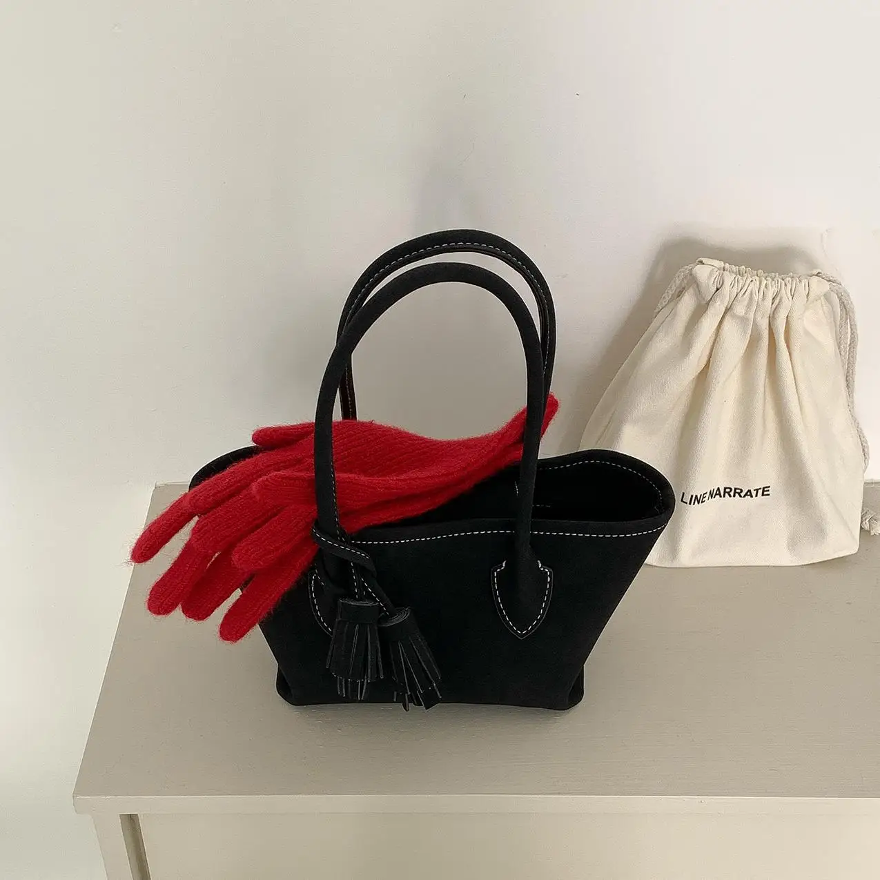 Casual Versatile Tote Bag Faux Suede Solid Color Shoulder Bag small Handbag for Women Top-Handle Bags