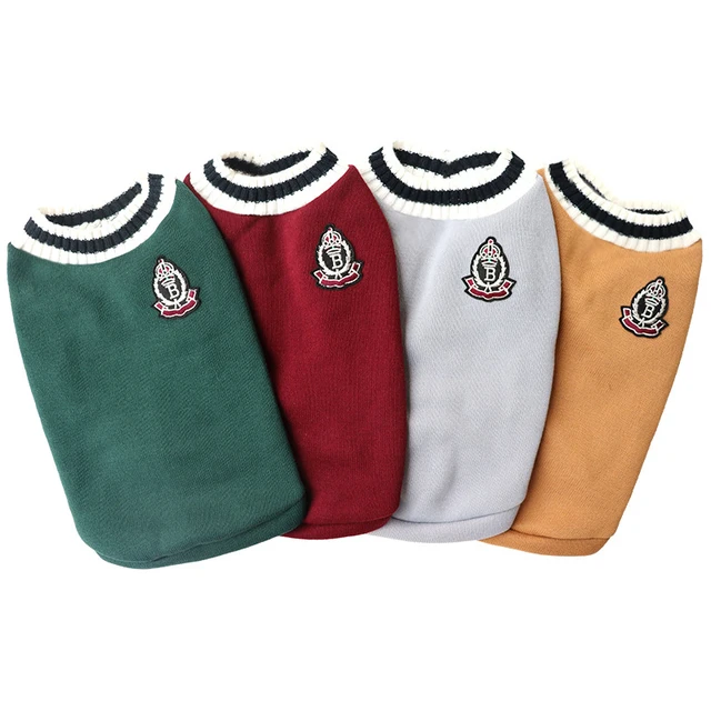 For Small Dogs Puppy Vest Clothes Kitty Jacket Outfits Winter Warm Pet Dog Sweater College Style V-neck Puppy Knitwear 4