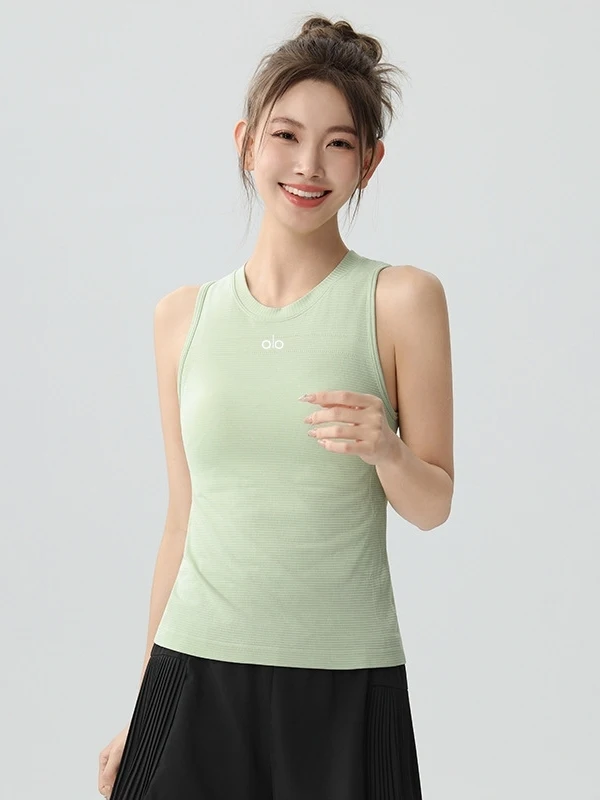 아울렛 요가탑 여성용 라운드넥 민소매 퀵 드라이 통기성 피트니스 탱크탑 필라테스 스포츠웨어 캐주얼 의류