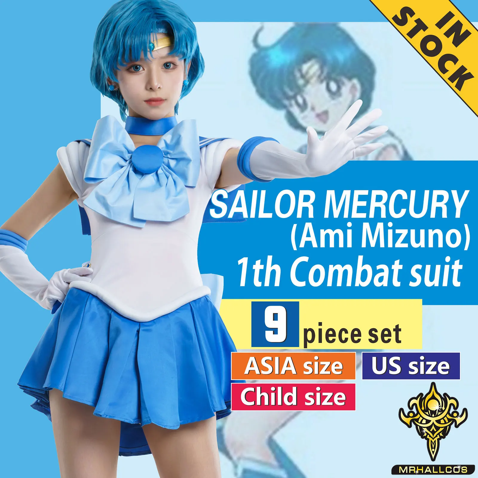 セーラームーン 美少女 水野 亜美 セーラーマーキュリー コスプレ ハロウィン 美少女戦士セーラームーン 水野亜美 セーラーマーキュリー