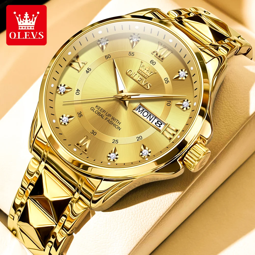 OLEVS Luxury Diamond Fashion Waterproof Stainless Steel Wristwatch