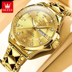 OLEVS Luxury Diamond Fashion Waterproof Stainless Steel Wristwatch (All Gold Men)
