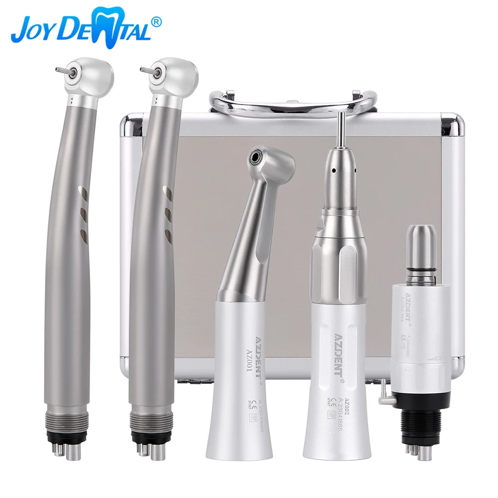 

Dental High and Low Speed Handpiece Kit Push Button LED Standard High Speed Handpiece and 1:1 Contra Angle Air Motor Set