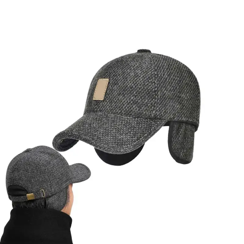 

Winter Baseball Hat Thickened Winter Golf Hat With Ear Flaps Adjustable Beanie Hat Double-Needle Routing Winter Hat For Winter