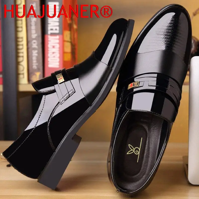 Men Leather Casual Shoes Autumn Business Formal Leather Casual Cover Foot Heightening