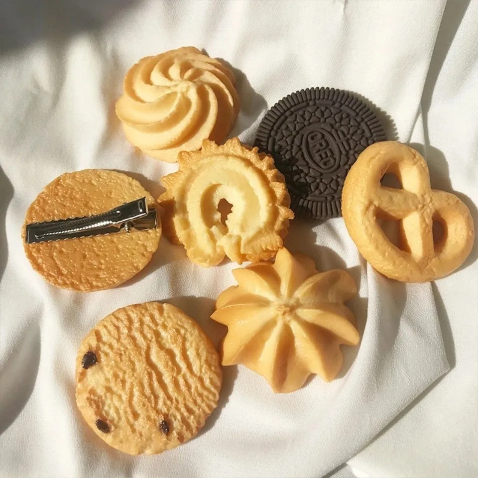 wide headbands for women Novelty Cookies Cute Hairpins Simulation Food Fun And Funny Hairpins Female Side Clips Hairdress Creative Hairpin for Girl Woman wide headbands for short hair