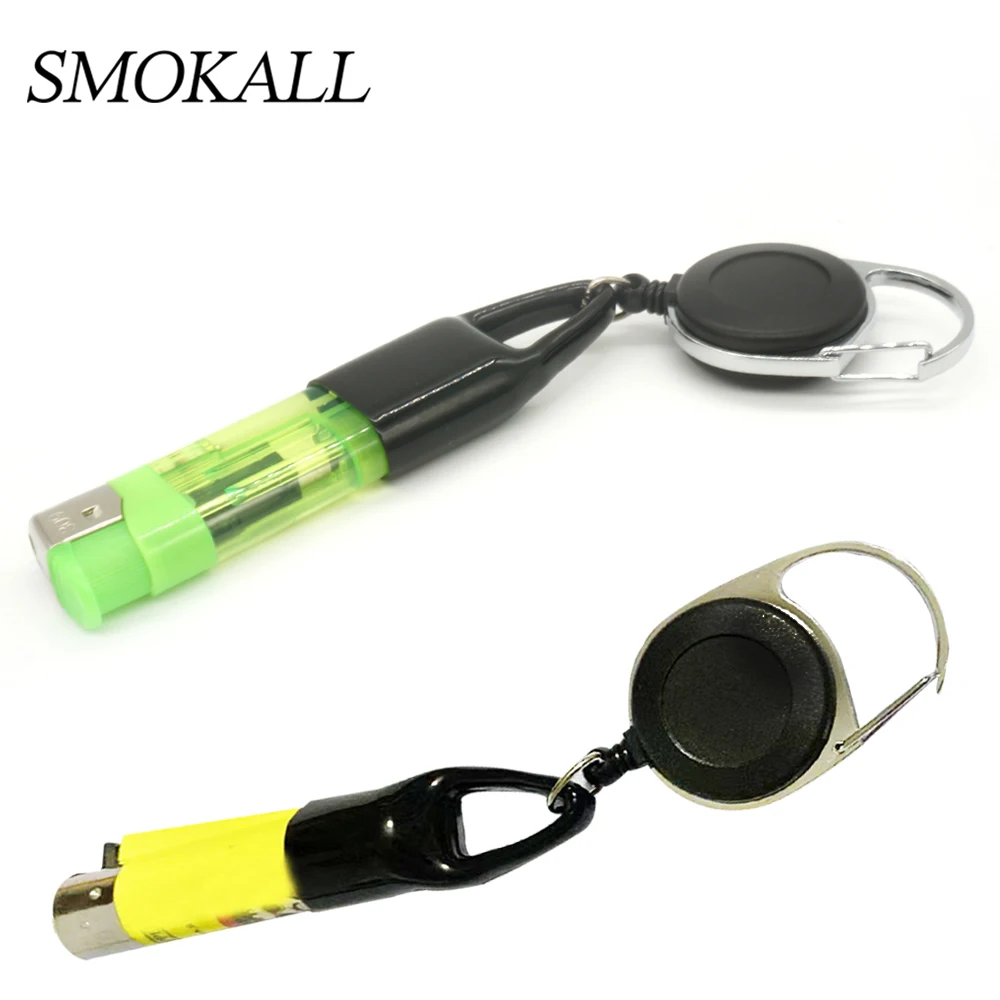 2-Pack Black Retractable Lighter Clips – Keychain & Belt Clip For Camping, Fishing & Hiking