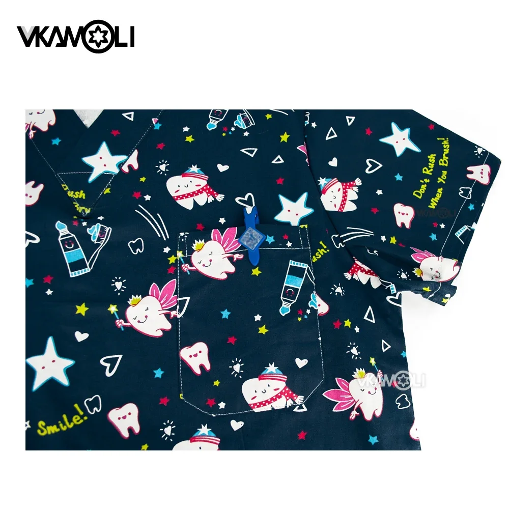 nursing uniform scrub tops for women and man Dentistry Surgical Uniform Tooth printing Dentist medical nursing Work Uniform
