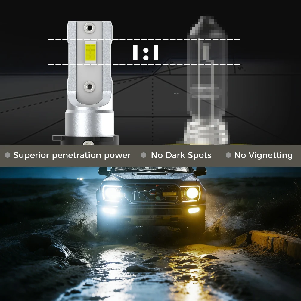 2pcs Q2N Canbus H8 H11 HB4 9006 PSX24W H27W/1 880 H27W/2 881 5202 H16EU LED 조명 자동차 안개등 60W 20000Lm 흰색 노란색 바이컬러