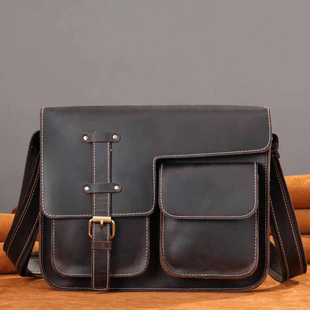 

Vintage Mens Leather Messenger Bag Genuine Leather Shoulder Bag School Bag Men Bags crossbody bags luxury designer for men male