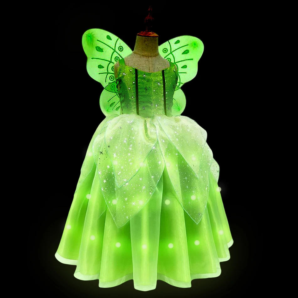 thumbnail image 1 of Frozen LED Light up Elsa Anna Costume Girls Rapunzel Snow White Cosplay Party Cinderella Belle Aurora Dress Kids Halloween Frock, 1 of 5
