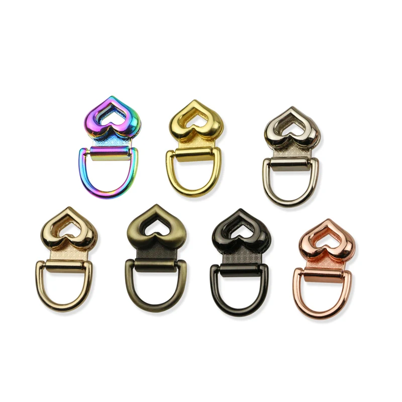 20mm Handbag Connection Clasp Metal D Ring Bag Chain Buckle Heart Shape Bag Belt Strap Connect Buckle DIY Hardware  Accessories