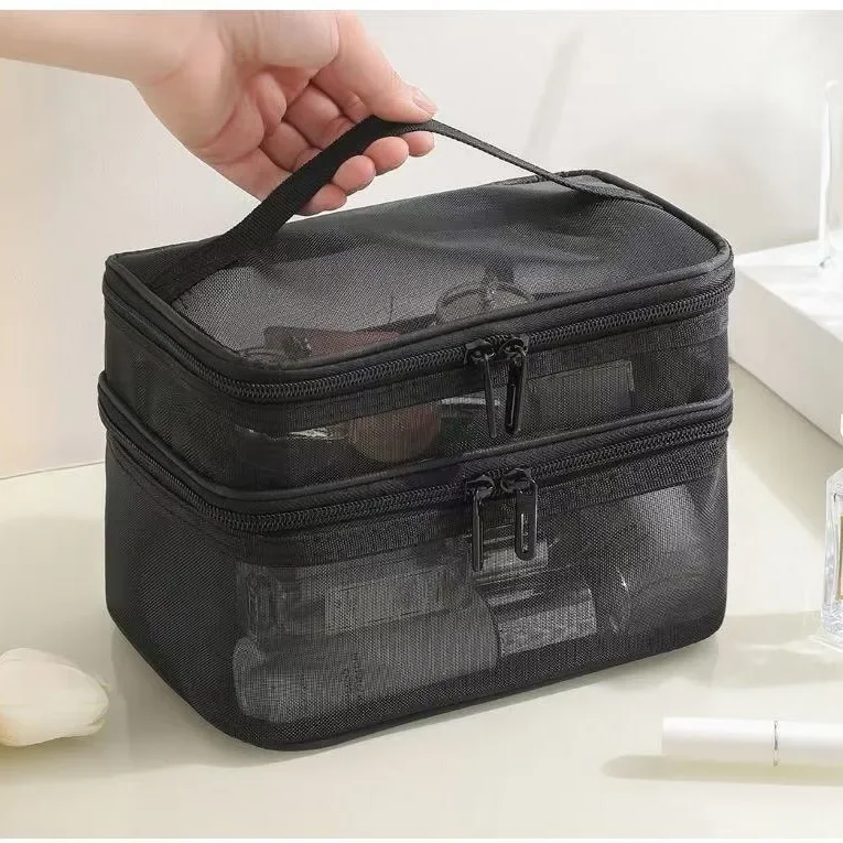 Spacious Nylon Mesh Cosmetic and Toiletry Travel Organizer